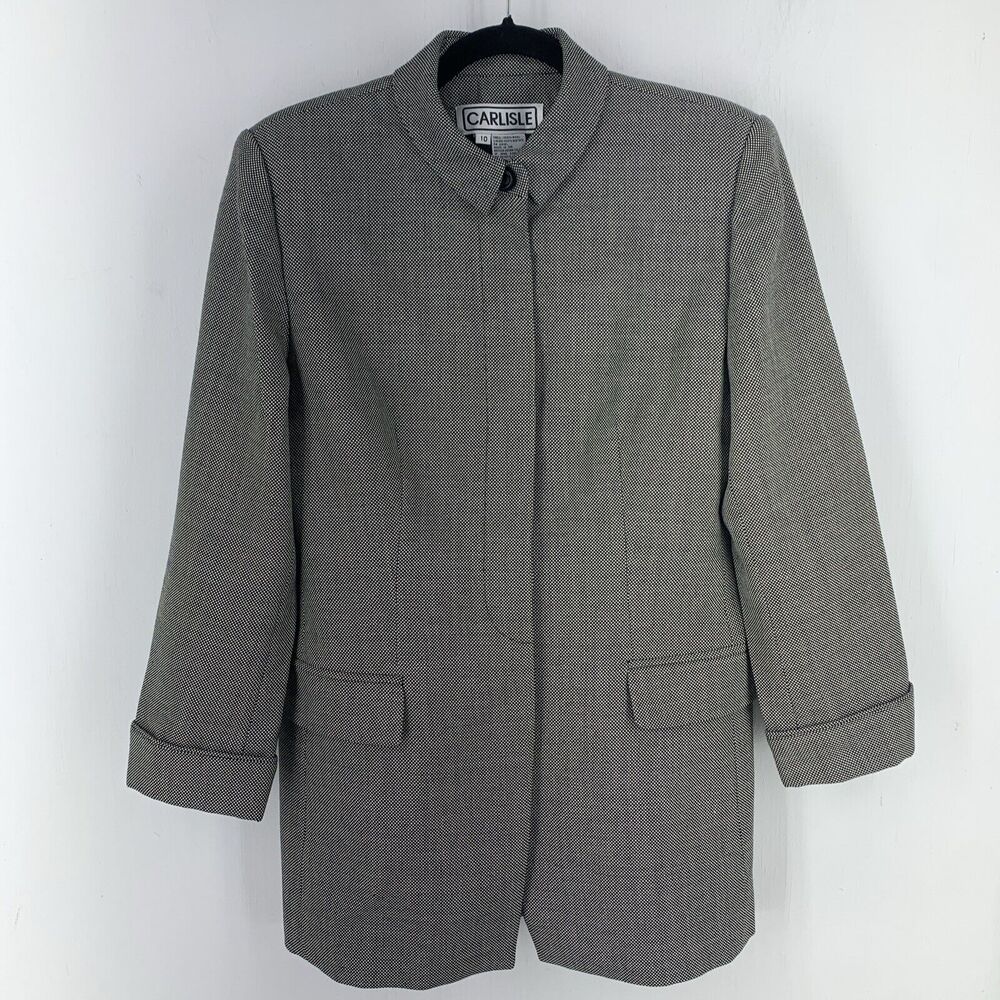 Vtg Carlisle 10 Jacket Black White Minimalist Preppy Academia Professional